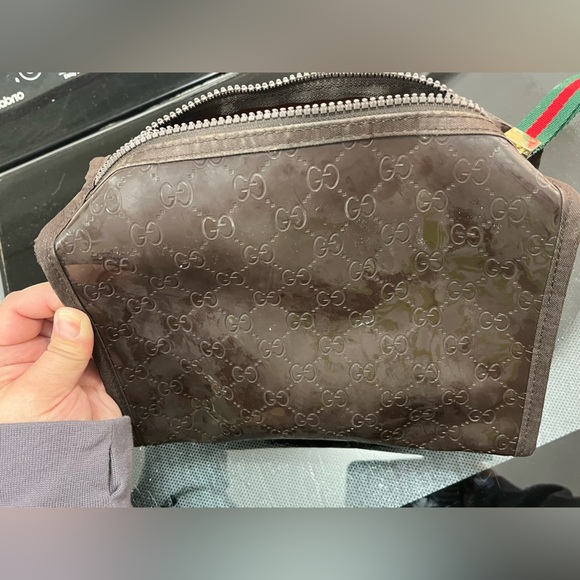 Gucci Brown Toiletry Bag with Signature Monogram and Webbing - Picture 5 of 6